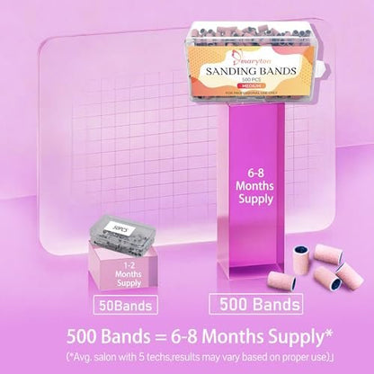 Maryton 500 Pcs Medium Grit Sanding Bands for Nail Drill - Aluminum Oxide Bulk for Professional Manicure & Pedicure Avelisse
