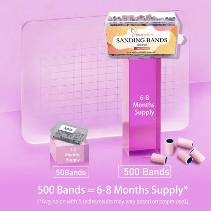 Maryton 500 Pcs Medium Grit Sanding Bands for Nail Drill - Aluminum Oxide Bulk for Professional Manicure & Pedicure Avelisse