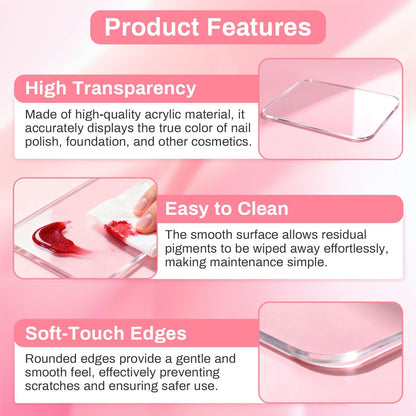 RAQEHO Acrylic Nail Art Palette - Transparent Nail Gel Polish Paint Mixing Pallet Design Plate for Nail Art Foundation Makeup Mixing Tray Display Stand Manicure Tools Supplies (3.15"×4.72")