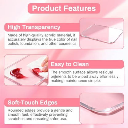 RAQEHO Acrylic Nail Art Palette - Transparent Nail Gel Polish Paint Mixing Pallet Design Plate for Nail Art Foundation Makeup Mixing Tray Display Stand Manicure Tools Supplies (3.15"×4.72")