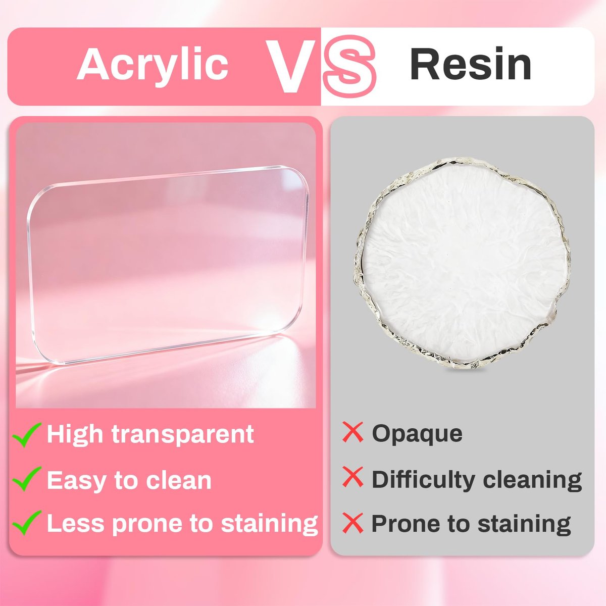 RAQEHO Acrylic Nail Art Palette - Transparent Nail Gel Polish Paint Mixing Pallet Design Plate for Nail Art Foundation Makeup Mixing Tray Display Stand Manicure Tools Supplies (3.15"×4.72") - görsel 7