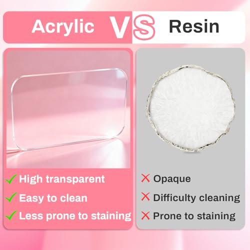 RAQEHO Acrylic Nail Art Palette - Transparent Nail Gel Polish Paint Mixing Pallet Design Plate for Nail Art Foundation Makeup Mixing Tray Display Stand Manicure Tools Supplies (3.15"×4.72") - görsel 8