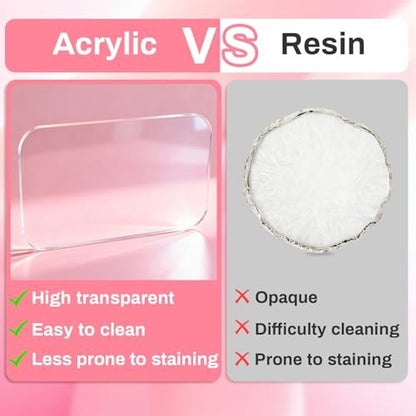 RAQEHO Acrylic Nail Art Palette - Transparent Nail Gel Polish Paint Mixing Pallet Design Plate for Nail Art Foundation Makeup Mixing Tray Display Stand Manicure Tools Supplies (3.15"×4.72")