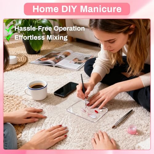 RAQEHO Acrylic Nail Art Palette - Transparent Nail Gel Polish Paint Mixing Pallet Design Plate for Nail Art Foundation Makeup Mixing Tray Display Stand Manicure Tools Supplies (3.15"×4.72") - görsel 14