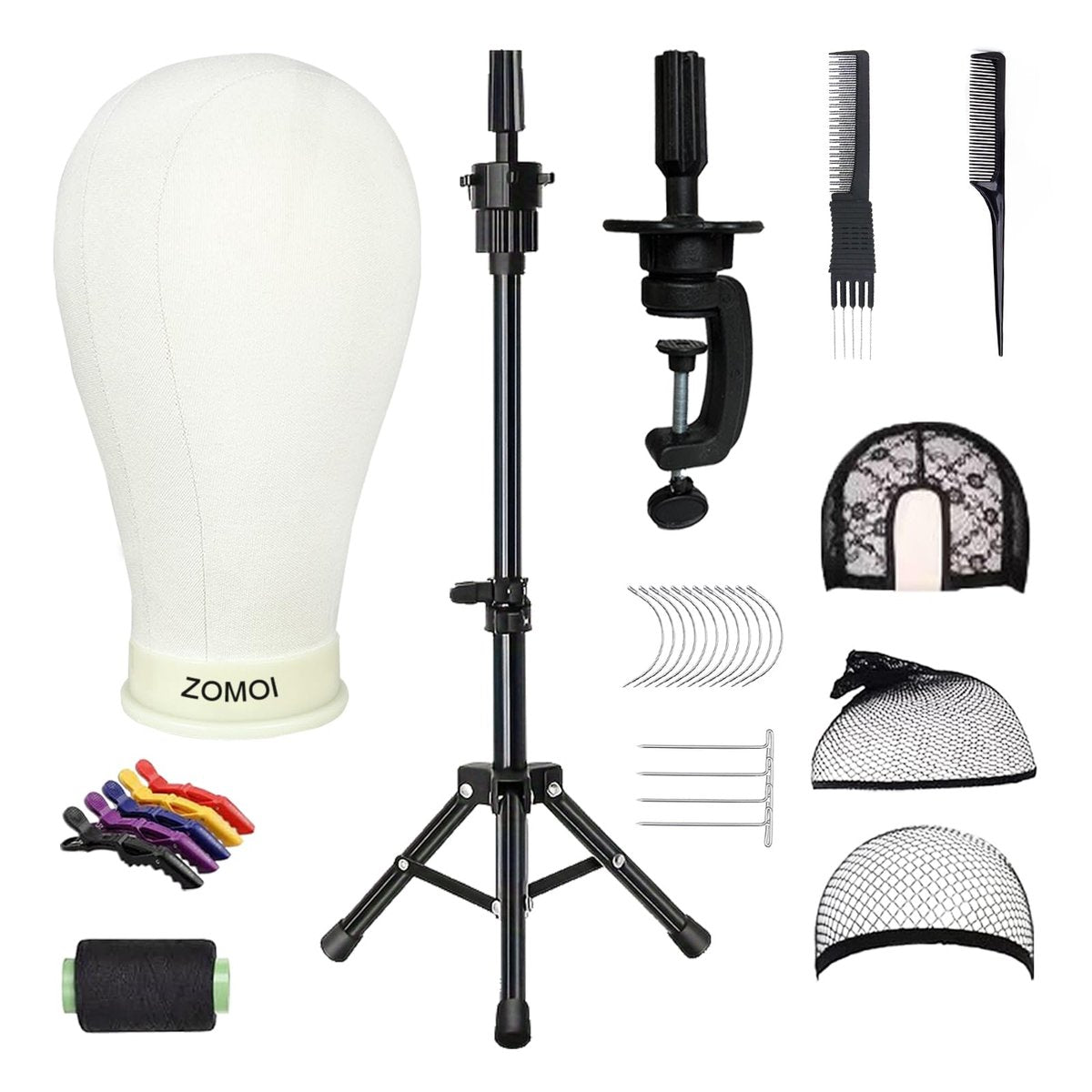 ZOMOI Wig Stand with Head – 22 Inch Canvas Mannequin Head with Stand for Wigs Display & Making, Includes Wig Caps, T Pins, Brush Avelisse