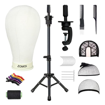 ZOMOI Wig Stand with Head – 22 Inch Canvas Mannequin Head with Stand for Wigs Display & Making, Includes Wig Caps, T Pins, Brush Avelisse