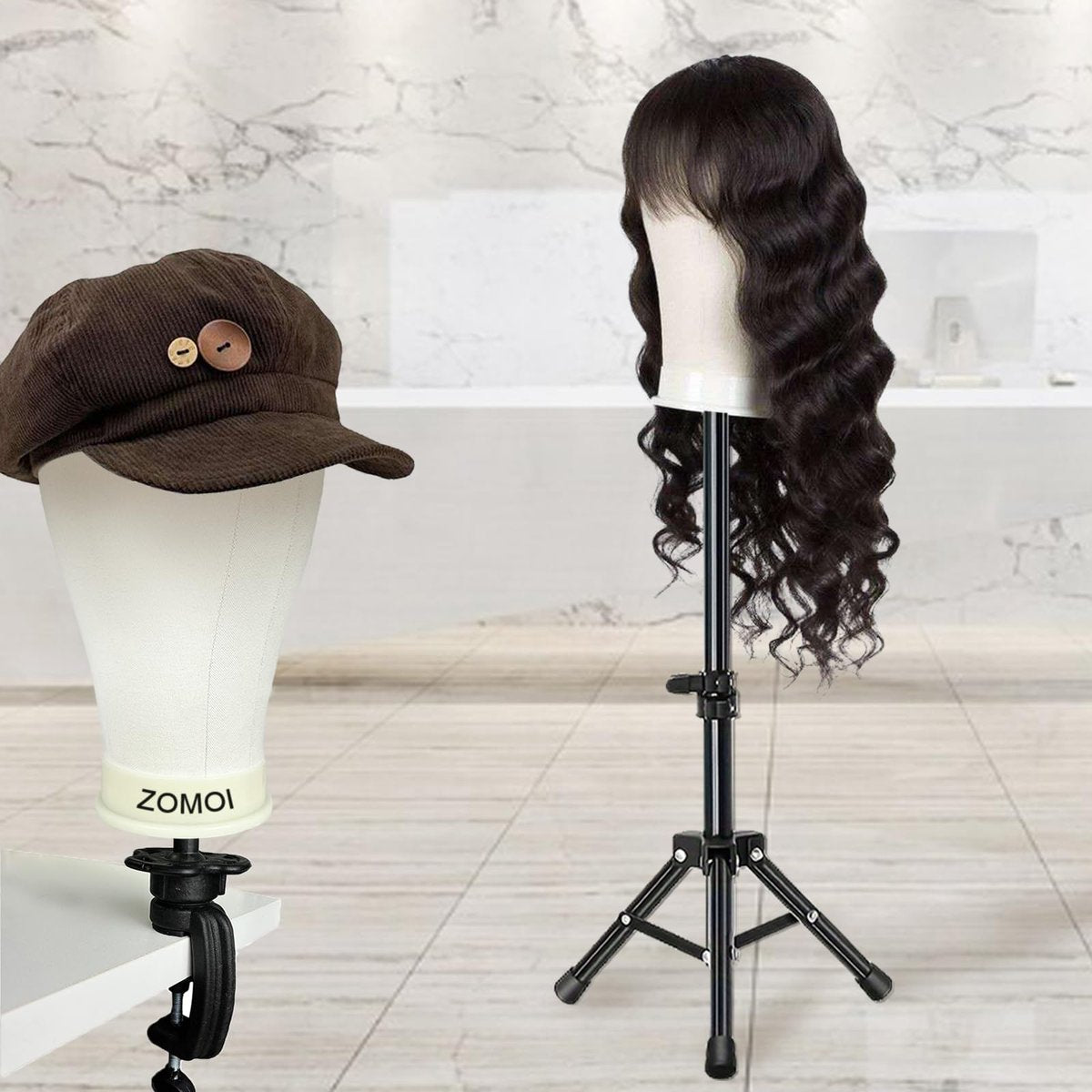 ZOMOI Wig Stand with Head – 22 Inch Canvas Mannequin Head with Stand for Wigs Display & Making, Includes Wig Caps, T Pins, Brush Avelisse