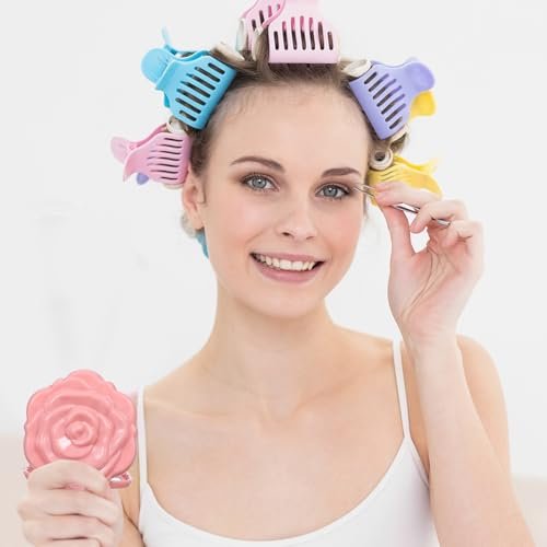 Limbeuuu 40 Pack Compact Mirror Plastic Portable Foldable Rose Flower Shaped Makeup Mirror Hand Bridesmaids Gift for Women Girls Wedding Party - görsel 10