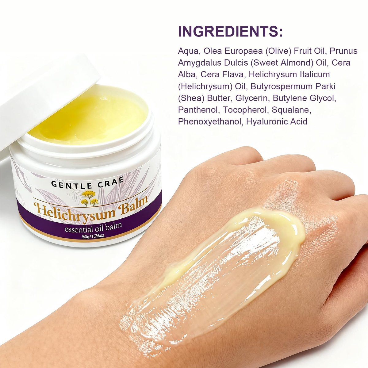 SKSOYT Helichrysum Balm – Moisturizing Essential Oil Salve with Beeswax & Almond Oil for Dry Skin, Stretch Marks, Scars, 1.76 oz - görsel 13
