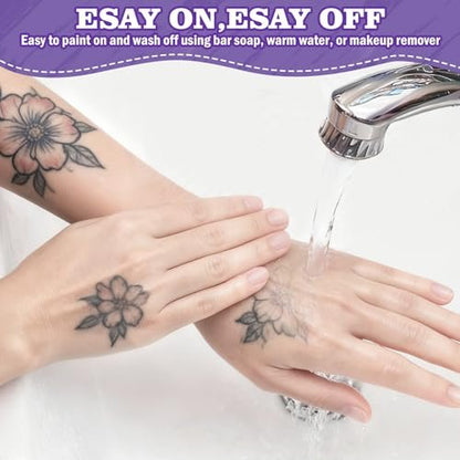 Coliatik Temporary Tattoo Markers for Skin – Dual-End 16 Colors + 80 Stencils Kit, Skin-Safe Washable Cosmetic-Grade Body Art Pens for Kids & Adults Avelisse