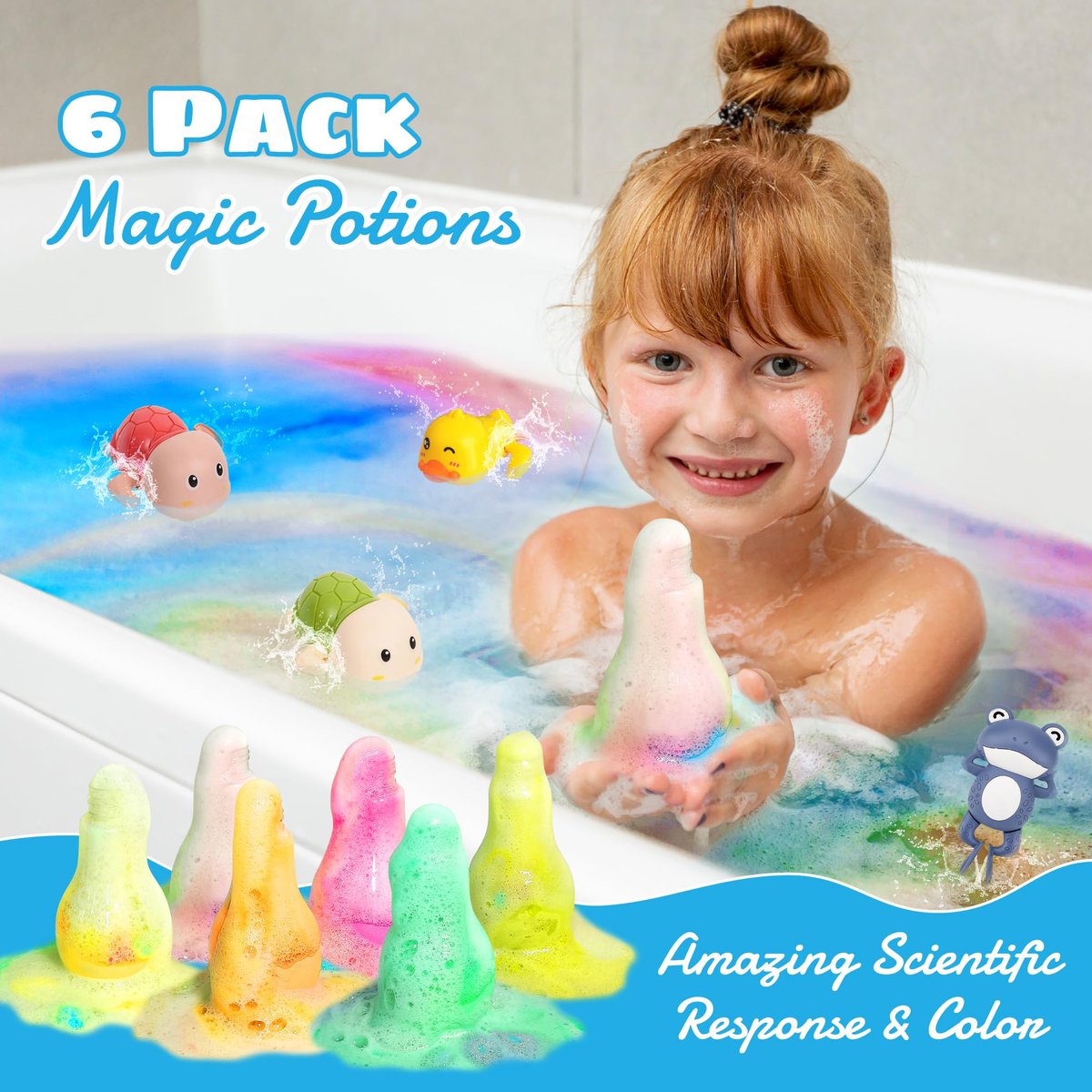 Firekoto 8-Pack Purely Handmade Kids Rainbow Interactive Bath Bombs - Organic Colorful Bubble Bath for Kids, Safe Birthday, Party, Easter Gift Set for Girls and Boys Avelisse