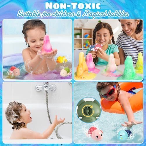 Firekoto 8-Pack Purely Handmade Kids Rainbow Interactive Bath Bombs - Organic Colorful Bubble Bath for Kids, Safe Birthday, Party, Easter Gift Set for Girls and Boys Avelisse