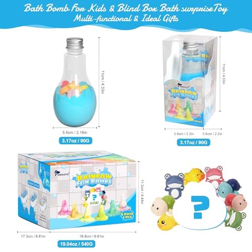 Firekoto 8-Pack Purely Handmade Kids Rainbow Interactive Bath Bombs - Organic Colorful Bubble Bath for Kids, Safe Birthday, Party, Easter Gift Set for Girls and Boys Avelisse