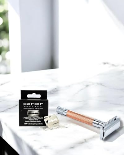 Parker Premium Platinum Double Edge Safety Razor Blades - 100 Count Salon Pack | Swedish Steel, Platinum-Tungsten-Chromium Coated | Smooth, Comfortable Shave for Barbershop & Home Use - görsel 4