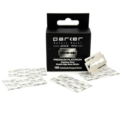 Parker Premium Platinum Double Edge Safety Razor Blades - 100 Count Salon Pack | Swedish Steel, Platinum-Tungsten-Chromium Coated | Smooth, Comfortable Shave for Barbershop & Home Use - görsel 6