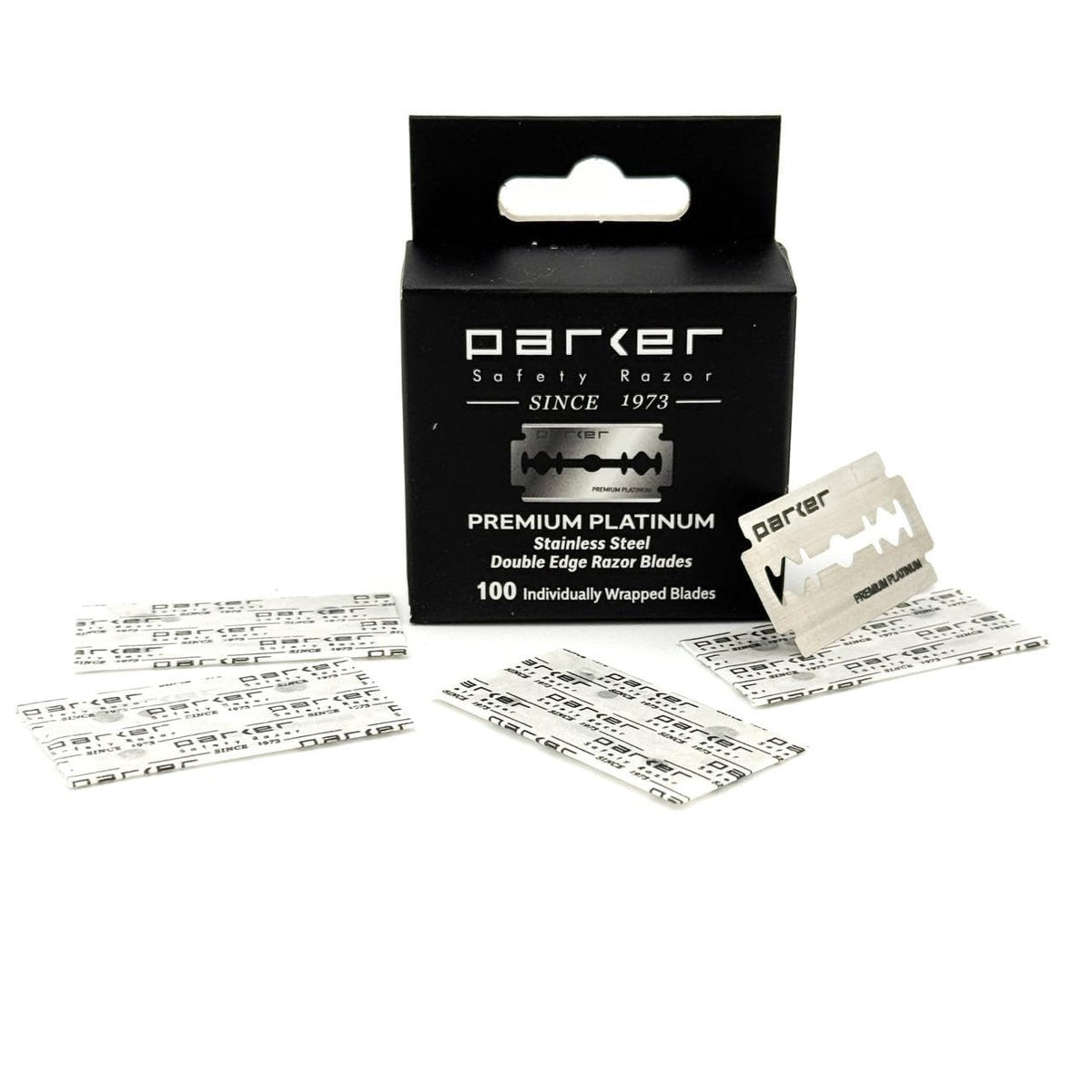 Parker Premium Platinum Double Edge Safety Razor Blades - 100 Count Salon Pack | Swedish Steel, Platinum-Tungsten-Chromium Coated | Smooth, Comfortable Shave for Barbershop & Home Use - görsel 5