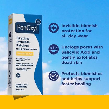 PanOxyl Daytime Invisible Patches with Salicylic Acid – 40 Count, Large & Small, Dermatologist-Recommended for Blemish Management