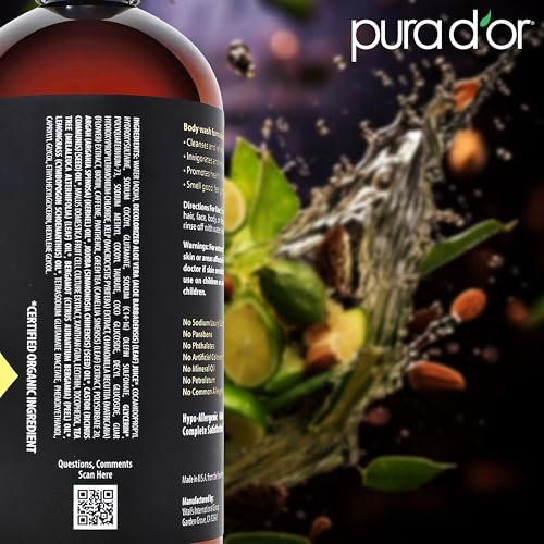 PURA D'OR 8-in-1 Hair & Body Cleanser for Men – Sulfate-Free Multi-Use Wash (24 oz) with Organic Aloe Vera, Cedarwood & Lemongrass Avelisse