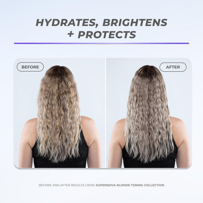 XMONDO Hair Supernova Blonde Brightening Leave-in Conditioning Mist - Purple Toning Spray for Blonde, Silver, and Gray Hair (6.7 oz) Avelisse