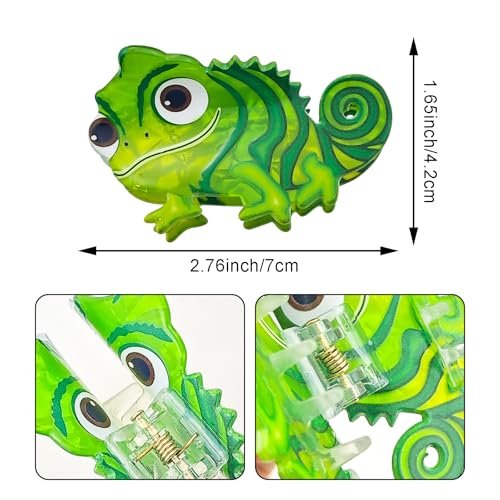 2 Pack Green Lizard Hair Claw Clips - Cute Dinosaur Acetate Hair Barrettes for Women and Girls - görsel 4
