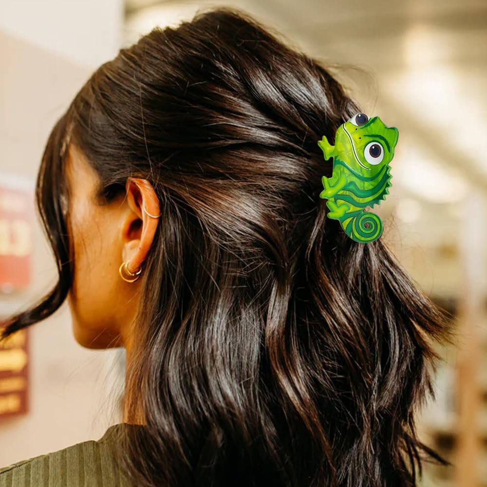 2 Pack Green Lizard Hair Claw Clips - Cute Dinosaur Acetate Hair Barrettes for Women and Girls - görsel 9