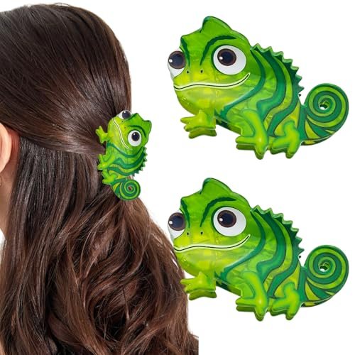 2 Pack Green Lizard Hair Claw Clips - Cute Dinosaur Acetate Hair Barrettes for Women and Girls - görsel 2
