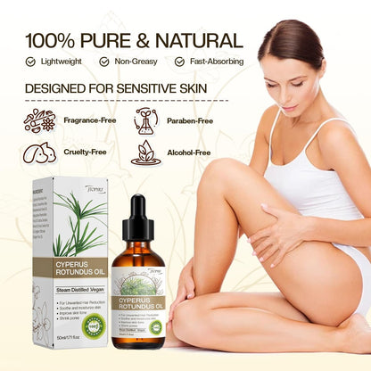 Jtopyrt Cyperus Rotundus Oil for Hair Removal – Reduces Unwanted Hair Growth, Slows Regrowth, Soothes Skin & Shrinks Pores, Suitable for All Skin Types (1.71 Fl Oz)