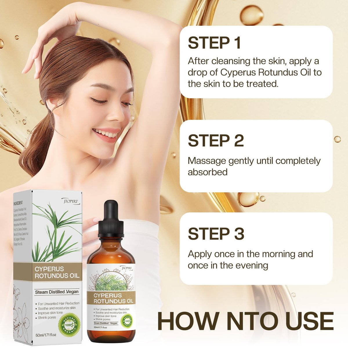 Jtopyrt Cyperus Rotundus Oil for Hair Removal – Reduces Unwanted Hair Growth, Slows Regrowth, Soothes Skin & Shrinks Pores, Suitable for All Skin Types (1.71 Fl Oz) - görsel 13