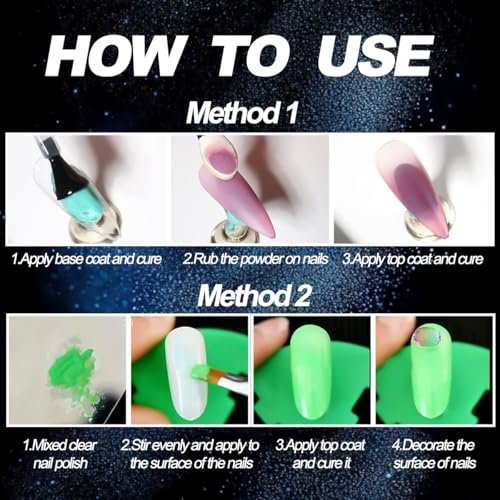12-Color Glow in The Dark Pigment Powder Set | Luminous Iridescent Nail Art & DIY Craft Glitter - görsel 18