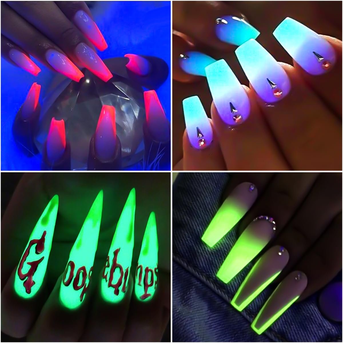 12-Color Glow in The Dark Pigment Powder Set | Luminous Iridescent Nail Art & DIY Craft Glitter - görsel 11