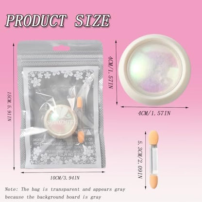 Holographic Unicorn Chrome Nail Powder - Aurora Rainbow Neon Pigment with Brushes for Nail Art Decoration