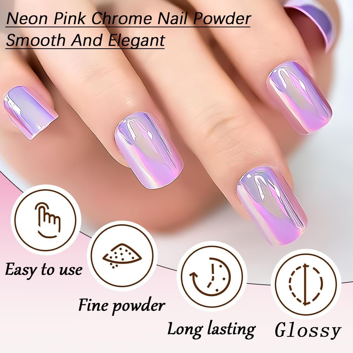 Holographic Unicorn Chrome Nail Powder - Aurora Rainbow Neon Pigment with Brushes for Nail Art Decoration - görsel 5