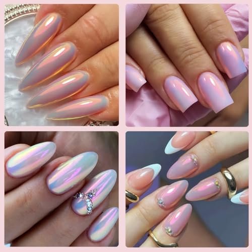 Holographic Unicorn Chrome Nail Powder - Aurora Rainbow Neon Pigment with Brushes for Nail Art Decoration - görsel 12