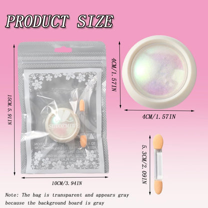 Holographic Unicorn Chrome Nail Powder - Aurora Rainbow Neon Pigment with Brushes for Nail Art Decoration