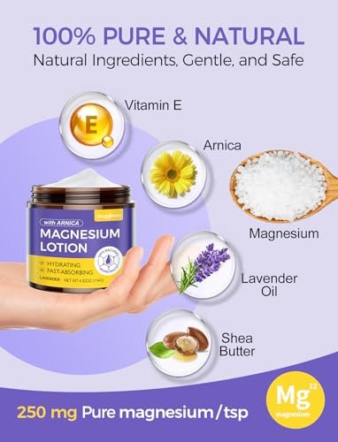 Wagomars Natural Magnesium Lotion - Magnesium Cream with Arnica, Shea Butter & Coconut Oil, Moisturizing Body Cream for All Skin Types, 4.5 Fl Oz