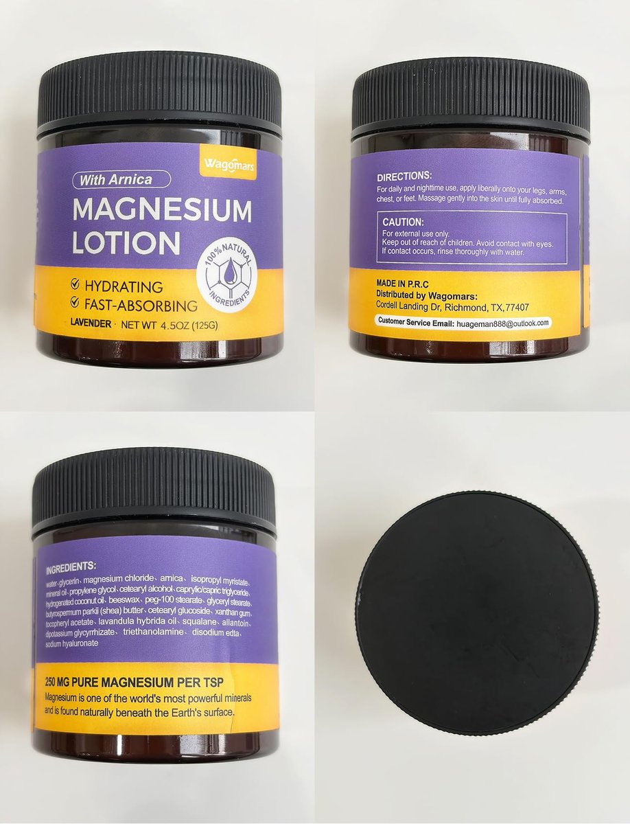 Wagomars Natural Magnesium Lotion - Magnesium Cream with Arnica, Shea Butter & Coconut Oil, Moisturizing Body Cream for All Skin Types, 4.5 Fl Oz - görsel 18