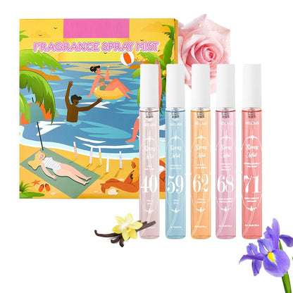 MeiPlumLai Perfume Fragrance Mist Set - 5 Long-Lasting Fresh Fruity Scents for Hair & Body, Travel Size Mini Perfume Spray Gift Set for Women (5 x 1.65 Fl Oz)