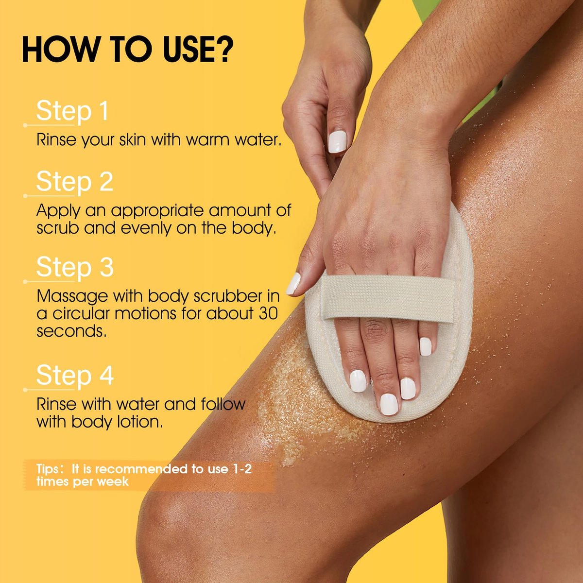 VOERUY Turmeric Body Scrub with 10% AHA/BHA & Vitamin C - Exfoliating Body Scrub for Smooth, Moisturized Skin - Body Exfoliator for Hands, Feet, Bikini Area - 11.3 oz - görsel 11