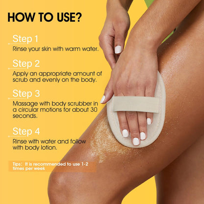 VOERUY Turmeric Body Scrub with 10% AHA/BHA & Vitamin C - Exfoliating Body Scrub for Smooth, Moisturized Skin - Body Exfoliator for Hands, Feet, Bikini Area - 11.3 oz