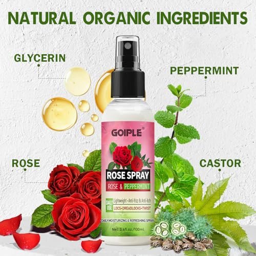 Rose Water for Hair Loc Spray Refreshing for Locs - Rose Water Hair Scalp Moisturizer Hydrating Dreadlock Rosewater & Peppermint Spray - Loc Brush for Dreads Comfortable Massage Wide Tooth Comb (2PCS) - görsel 4