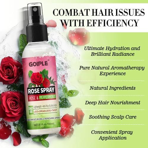 Rose Water for Hair Loc Spray Refreshing for Locs - Rose Water Hair Scalp Moisturizer Hydrating Dreadlock Rosewater & Peppermint Spray - Loc Brush for Dreads Comfortable Massage Wide Tooth Comb (2PCS) - görsel 6