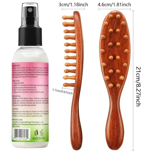 Rose Water for Hair Loc Spray Refreshing for Locs - Rose Water Hair Scalp Moisturizer Hydrating Dreadlock Rosewater & Peppermint Spray - Loc Brush for Dreads Comfortable Massage Wide Tooth Comb (2PCS) - görsel 18