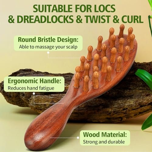 Rose Water for Hair Loc Spray Refreshing for Locs - Rose Water Hair Scalp Moisturizer Hydrating Dreadlock Rosewater & Peppermint Spray - Loc Brush for Dreads Comfortable Massage Wide Tooth Comb (2PCS) - görsel 8