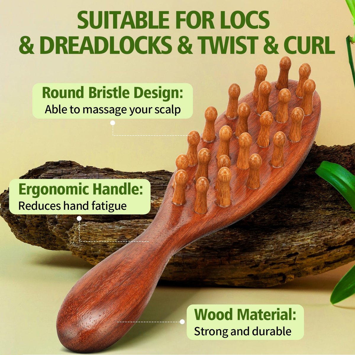 Rose Water for Hair Loc Spray Refreshing for Locs - Rose Water Hair Scalp Moisturizer Hydrating Dreadlock Rosewater & Peppermint Spray - Loc Brush for Dreads Comfortable Massage Wide Tooth Comb (2PCS) - görsel 7