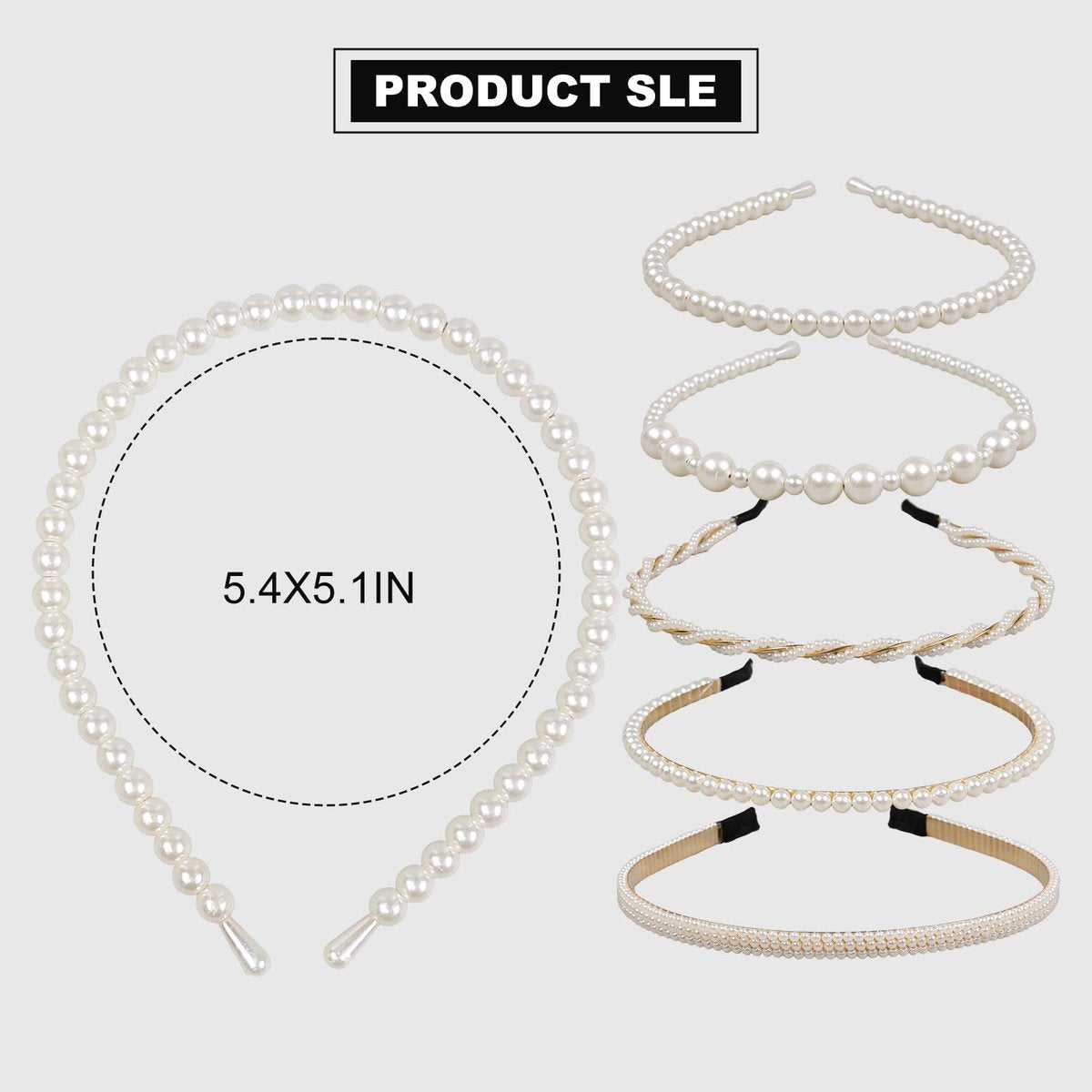 WOVOWOVO 5 Pack Pearl Headbands for Women – Non-Slip White Pearl Hairbands, Fashion Bridal Headband for Wedding & Party, Pearls Hair Accessories for Girls - görsel 5