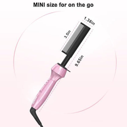 Dan 500℉ Hot Comb for Black Hair - Electric Hot Comb Straightener for Wigs, Dual Voltage Pressing Comb, Adjustable Temperature, 60 Min Auto Shut Off (Pink) Avelisse