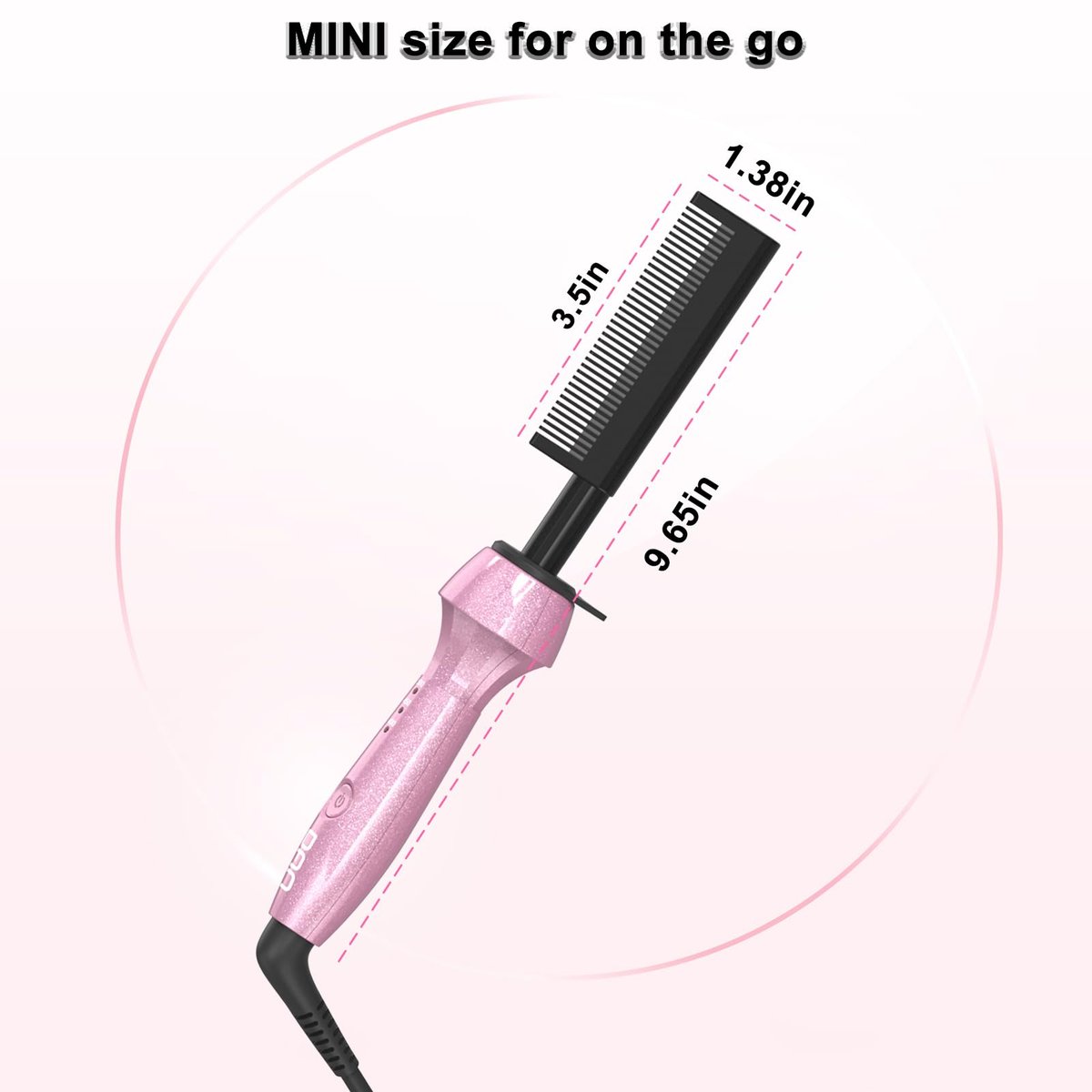 Dan 500℉ Hot Comb for Black Hair - Electric Hot Comb Straightener for Wigs, Dual Voltage Pressing Comb, Adjustable Temperature, 60 Min Auto Shut Off (Pink) Avelisse