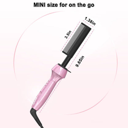 Dan 500℉ Hot Comb for Black Hair - Electric Hot Comb Straightener for Wigs, Dual Voltage Pressing Comb, Adjustable Temperature, 60 Min Auto Shut Off (Pink) Avelisse