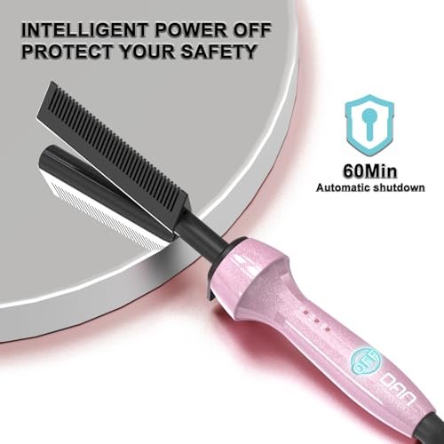 Dan 500℉ Hot Comb for Black Hair - Electric Hot Comb Straightener for Wigs, Dual Voltage Pressing Comb, Adjustable Temperature, 60 Min Auto Shut Off (Pink) Avelisse