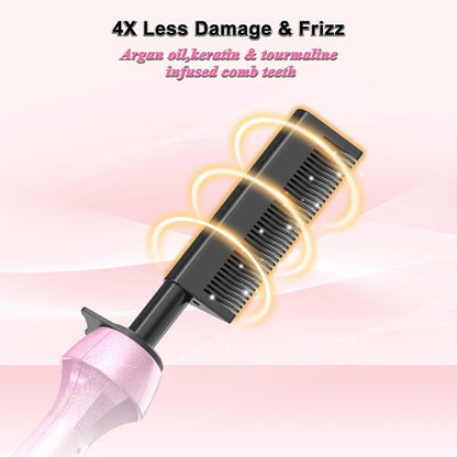 Dan 500℉ Hot Comb for Black Hair - Electric Hot Comb Straightener for Wigs, Dual Voltage Pressing Comb, Adjustable Temperature, 60 Min Auto Shut Off (Pink) Avelisse